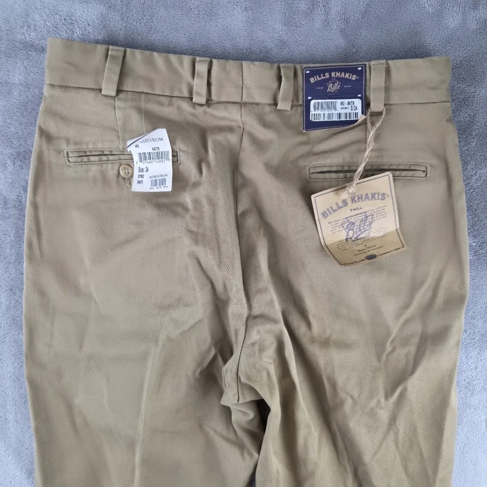 NWT-Bills Khakis M2-BKTB Beige Chino Pants Mens 34 Classic Fit MSRP $165